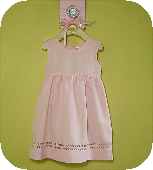 Pink Linen Drawnwork Sundress