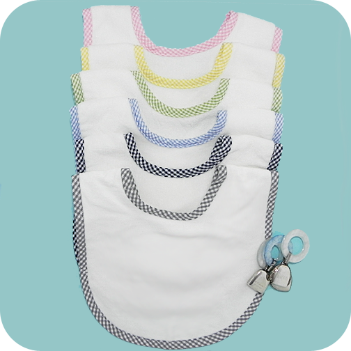 Gingham Trim Velour Terry Infant Bib