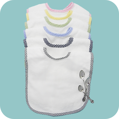 Gingham Trim Velour Terry Dinner Bib