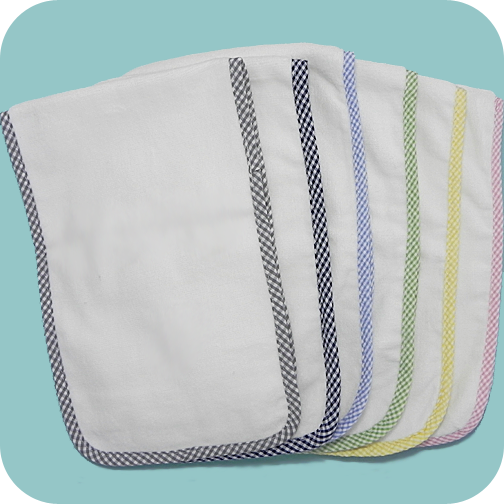 Gingham Trim Velour Terry Burp Cloth