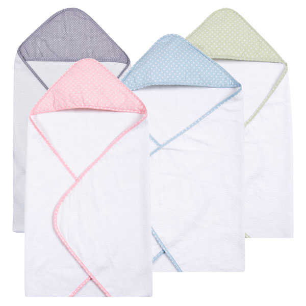 Polka Dot Cotton and Terry Cloth Hooded Towel