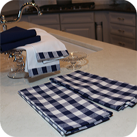 Buffalo Check Kitchen Towels - Cowboy Navy