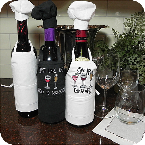 Wine Bottle Apron & Chef Hat Set
