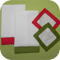 Christmas Colors Border Cocktail Napkins - One Dozen