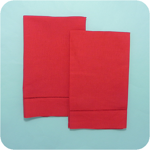 Solid Red Hemstitched Guest Towel