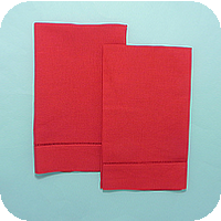 Red Solid Hemstitched Guest Towels