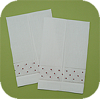 Red Dots Hemstitched Guest Towel