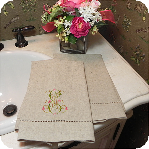 Oatmeal Hemstitched Guest Towels