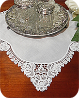 Triple Floral Corner Lace Edge Hankie