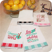 Vintage Gingham Trim Towels - Valentine's Day