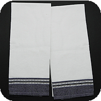 Wide Dobby Border Kitchen Towel - White/Black