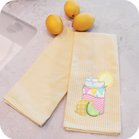 Lemon Yellow Mini Check Kitchen Towels