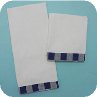 Vintage Gingham Trim Kitchen Towels - Navy