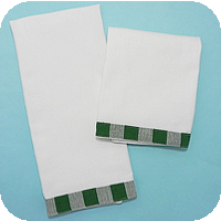 Vintage Gingham Trim Kitchen Towels - Tree Green