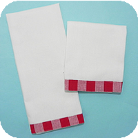 Vintage Gingham Trim Kitchen Towels - Red