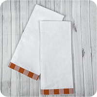 Vintage Gingham Trim Kitchen Towels - Longhorn Orange
