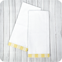 Vintage Gingham Trim Kitchen Towels - Butter Yellow