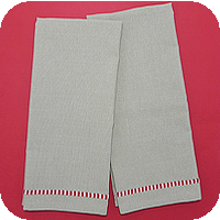 Red/White Dobby Trim Candy Cane Kitchen Towel - Natural