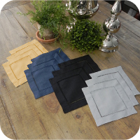 Hemstitched Solid 6x6 Cocktail Napkins - Luxury Neutrals