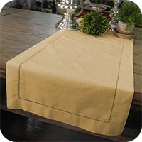 Taupe Solid Hemstitched Linen Tablerunner