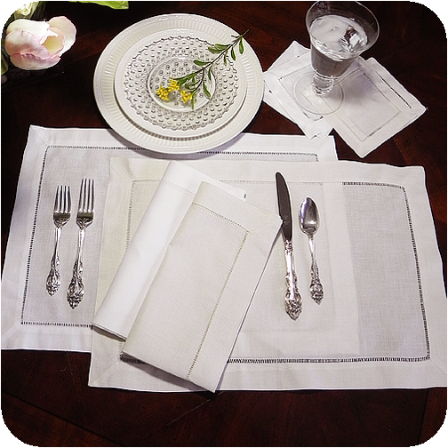 Hemstitched Placemats - White or Ecru