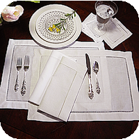 Hemstitched Placemats - White or Ecru